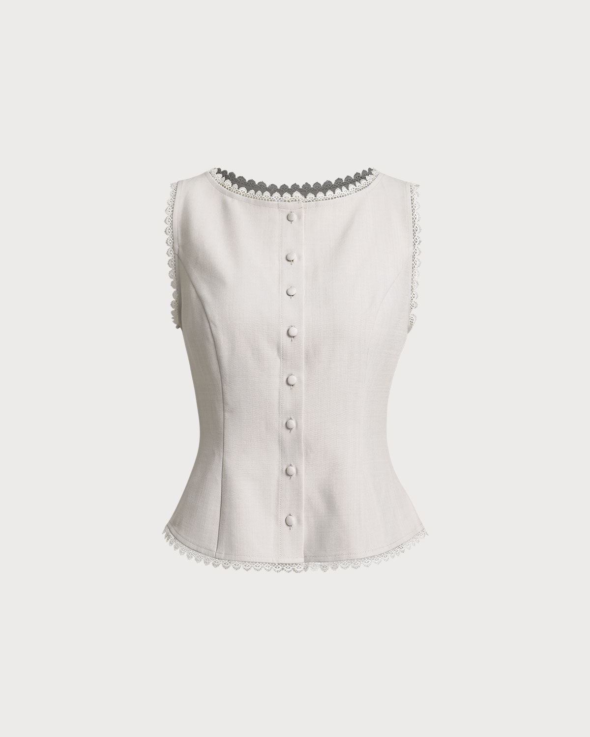 Boat Neck Button Vest