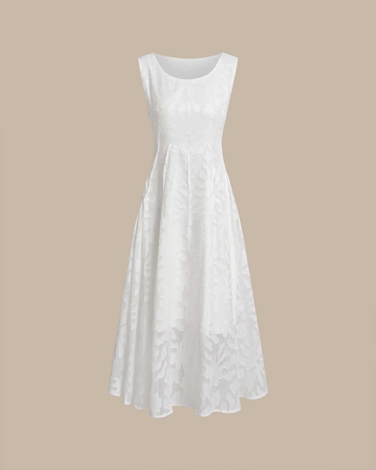 U Neck Jacquard Sleeveless Midi Dress