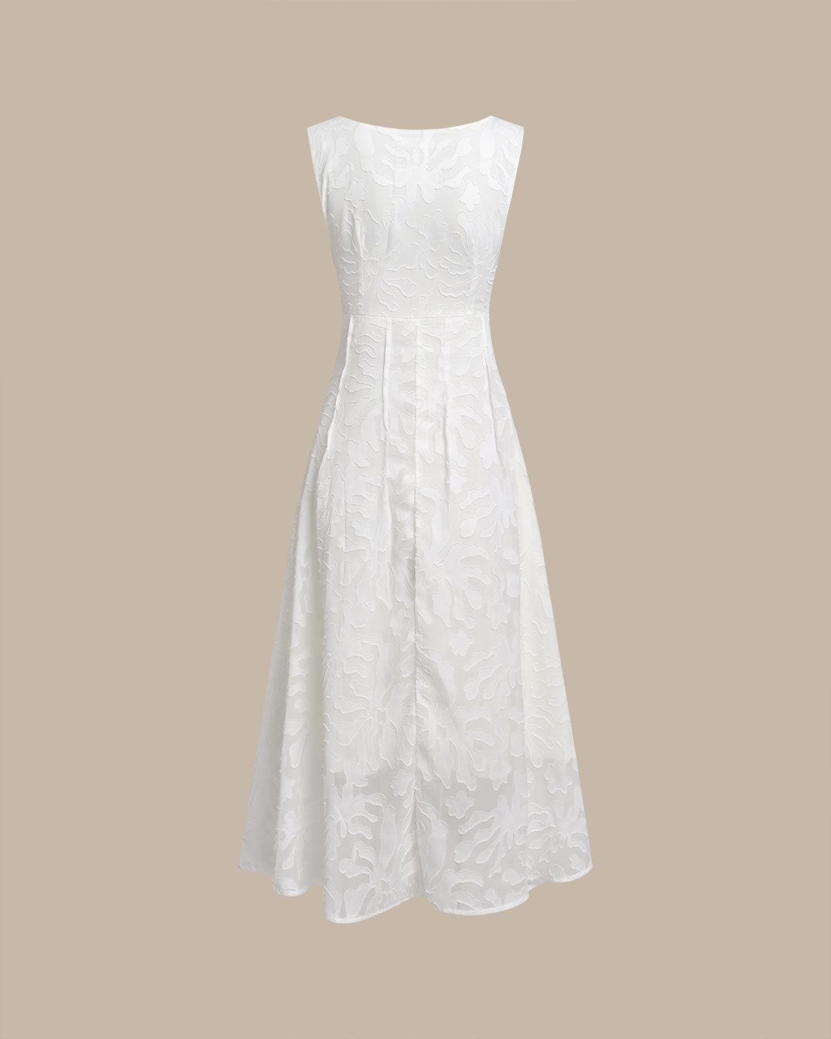 U Neck Jacquard Sleeveless Midi Dress