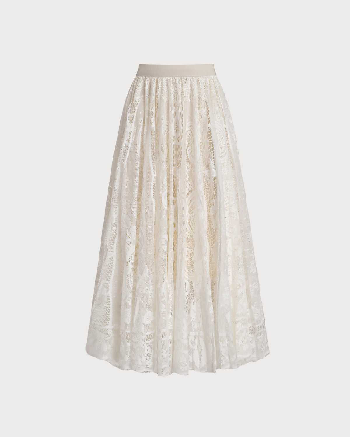 Elastic Waist A-Line Midi Skirt