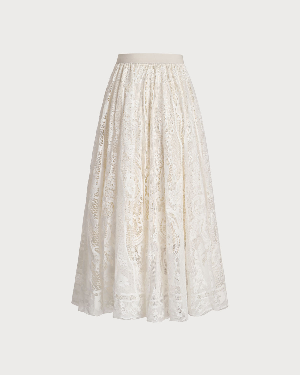 Elastic Waist A-Line Midi Skirt