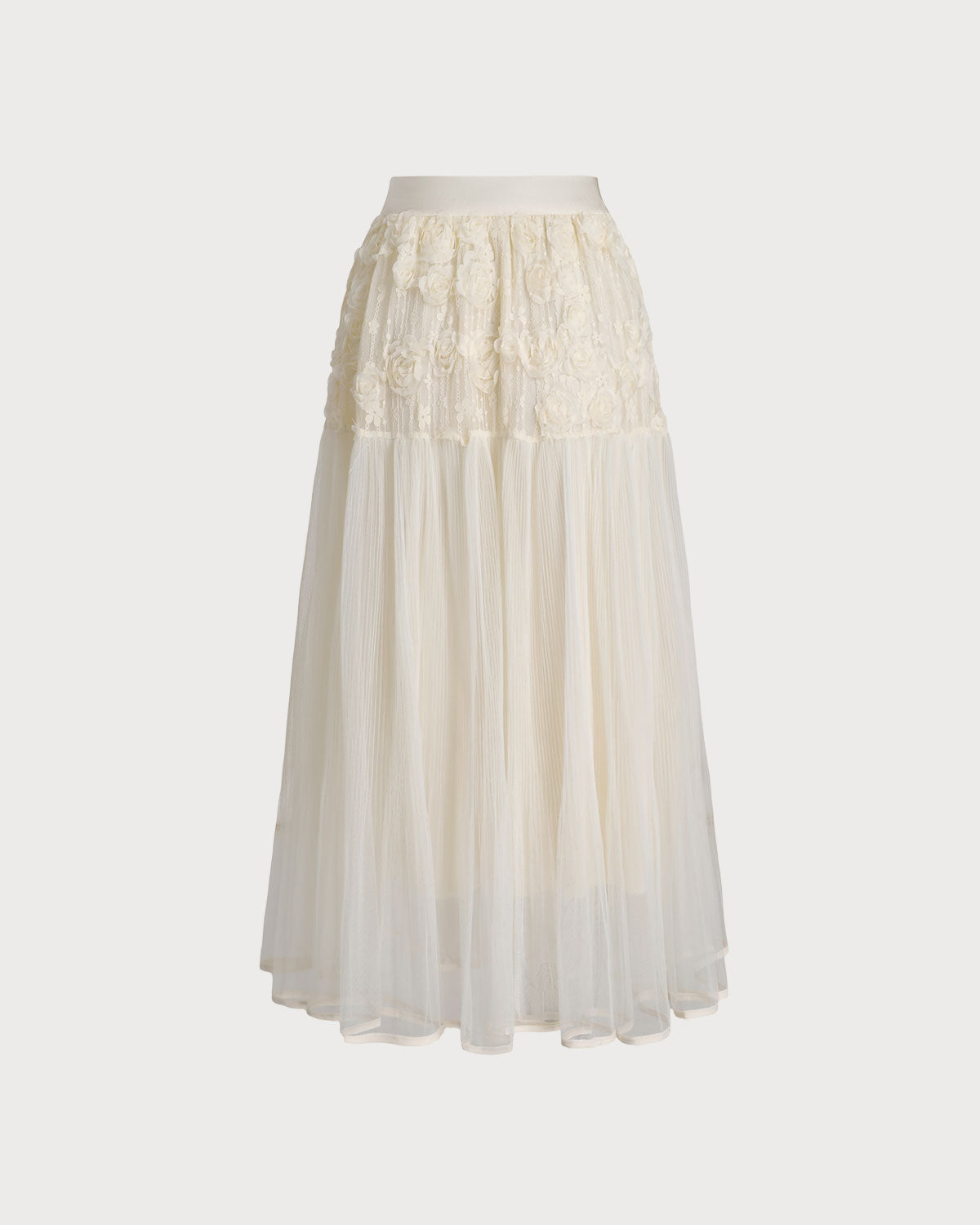 Elastic Waist Pleated Midi Skirt