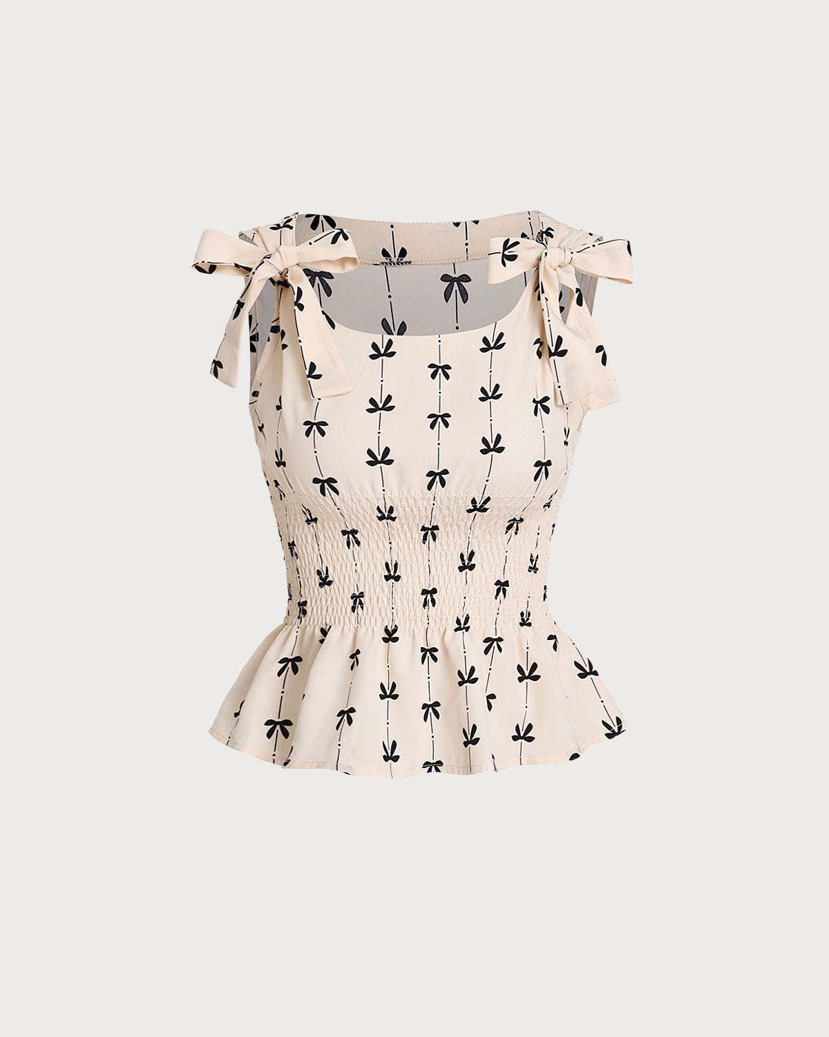 Shirred Bowknot Tank Top