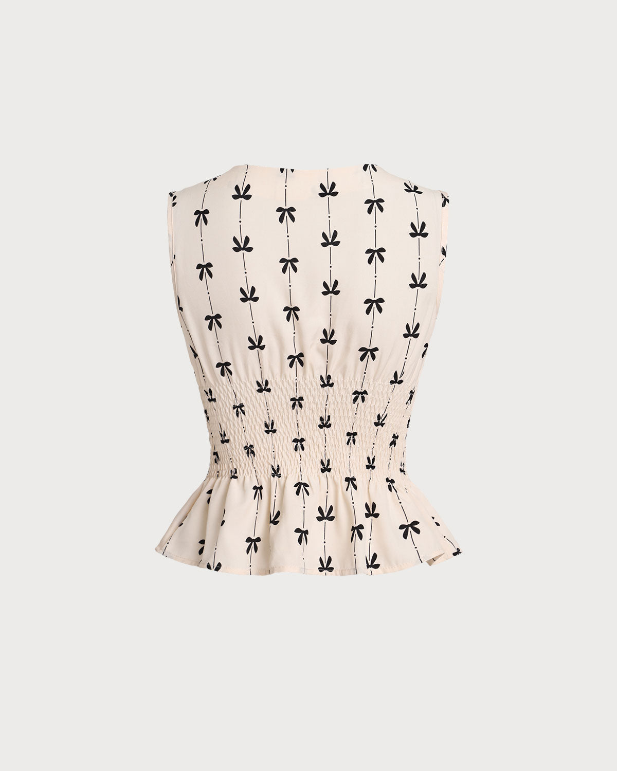 Shirred Bowknot Tank Top